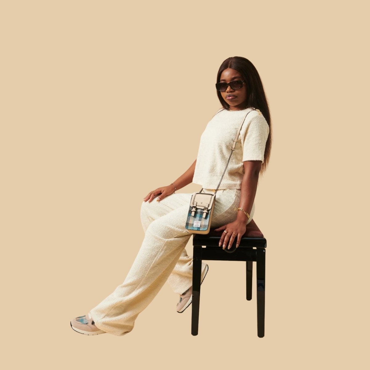 Islander Harris Tweed The Phone Tote 'Chestnut Tartan'