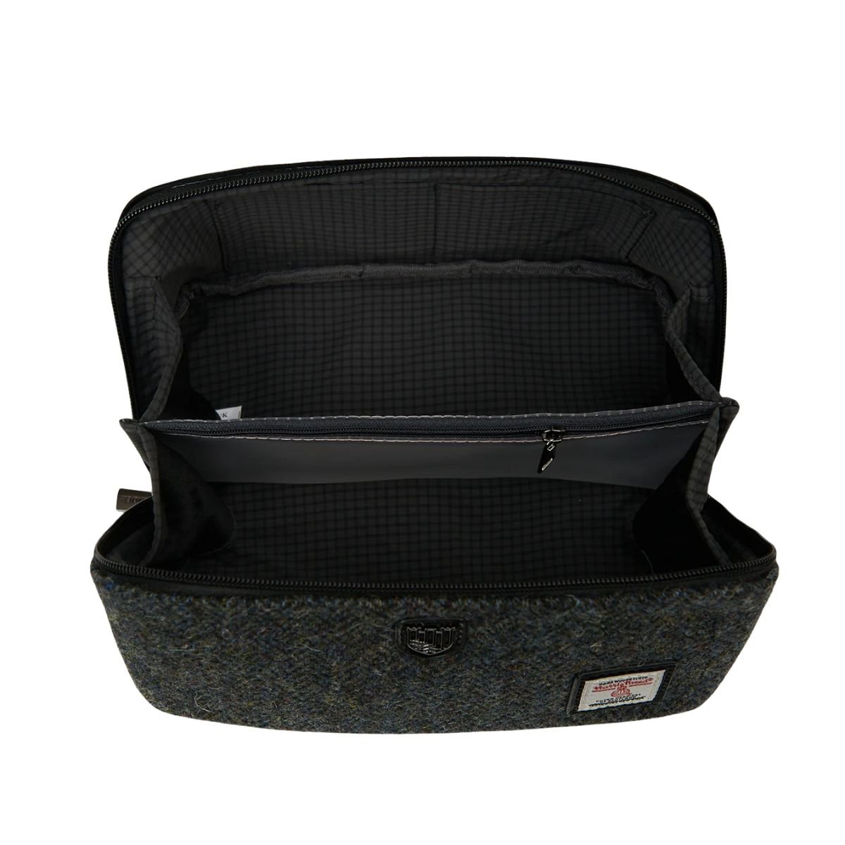 Islander Harris Tweed Toiletry Bag 'Black and Grey Herringbone'