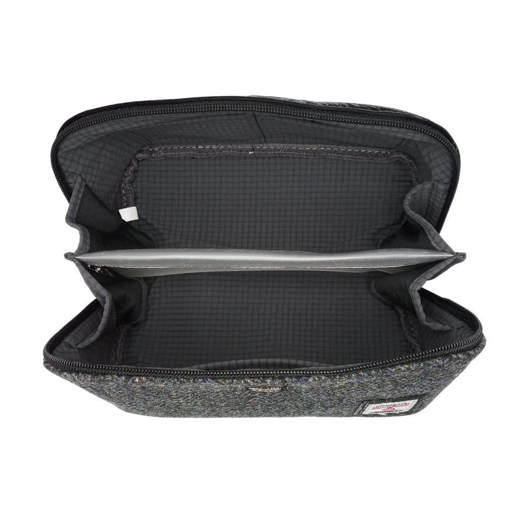 Islander Harris Tweed Toiletry Bag 'Black and Grey Herringbone' by Islander - Health & Beauty