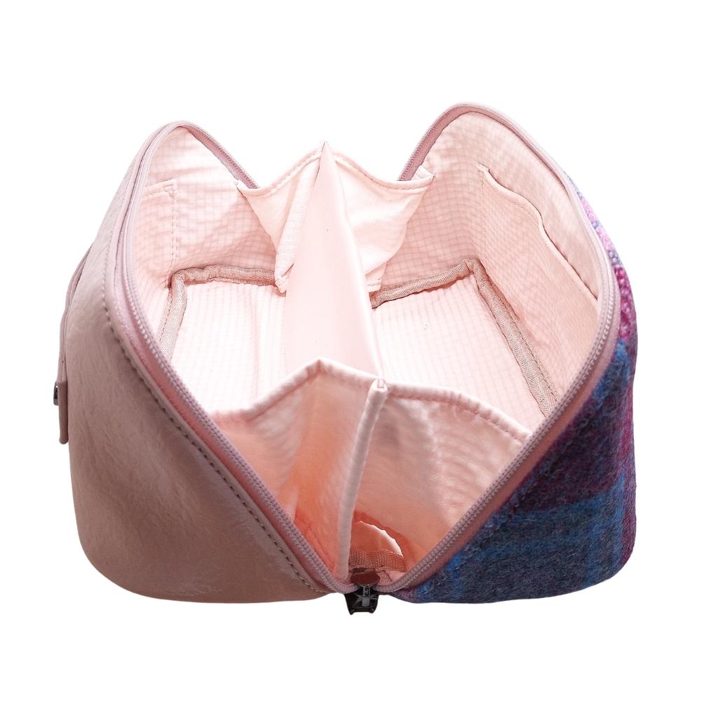 Islander Harris Tweed Toiletry Bag 'Pink and Blue Tartan' by Islander - Health & Beauty