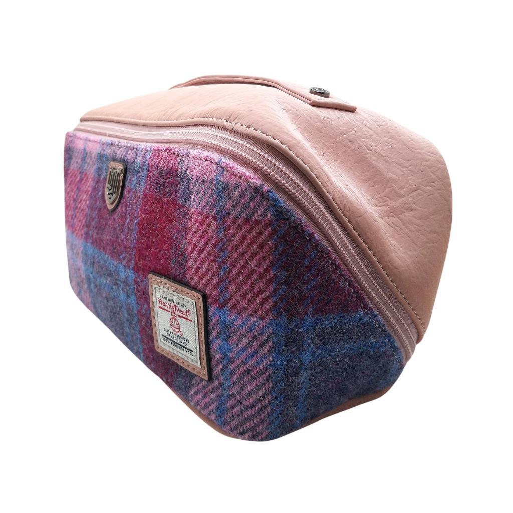 Islander Harris Tweed Toiletry Bag 'Pink and Blue Tartan' by Islander - Health & Beauty