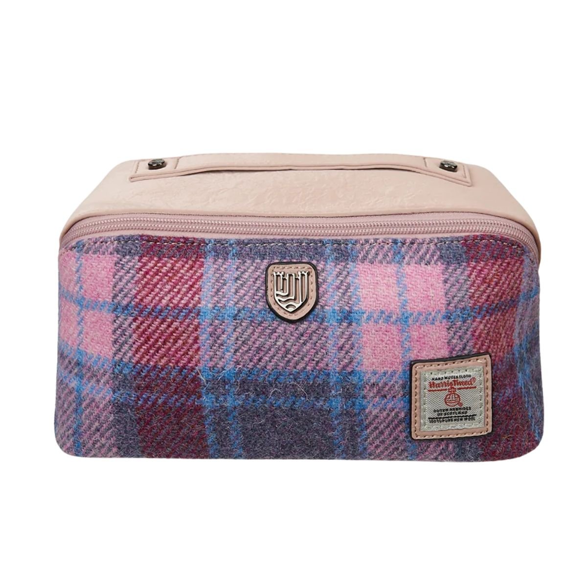 Islander Harris Tweed Toiletry Bag 'Pink and Blue Tartan'