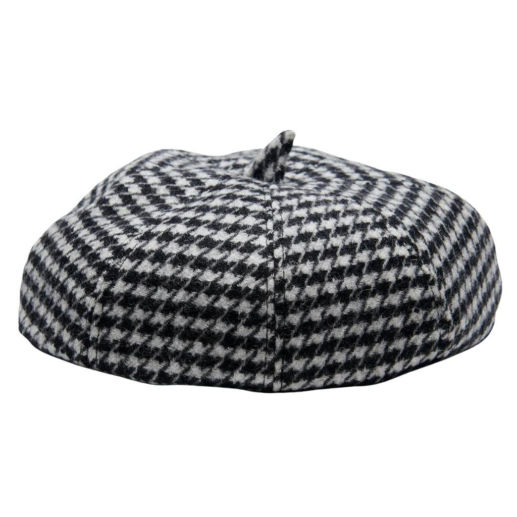 Islander Lambswool Bunnet Hat- Black and White Dogtooth