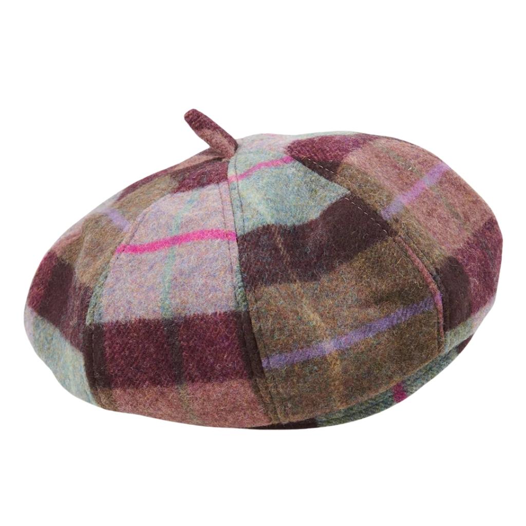 Islander Lambswool Bunnet Hat- Pink and Green Tartan