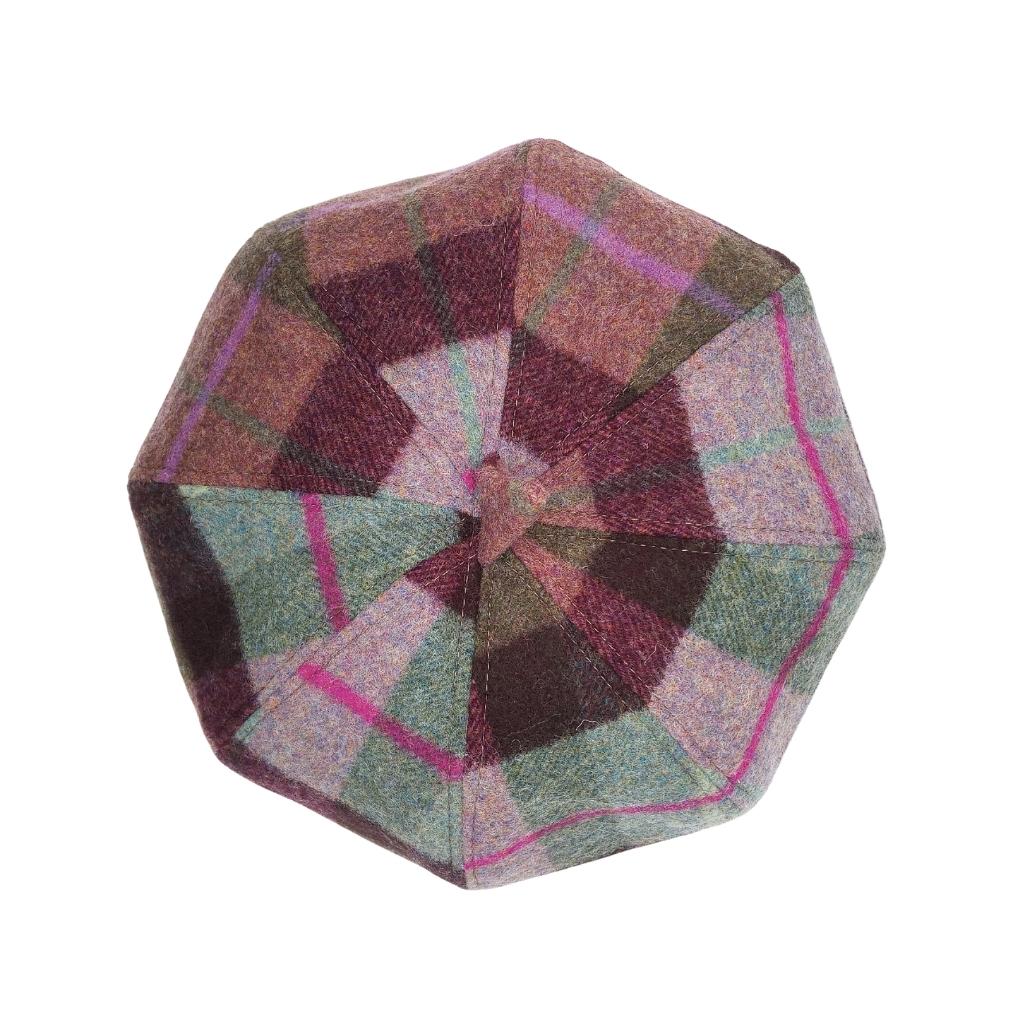 Islander Lambswool Bunnet Hat- Pink and Green Tartan by Islander - Scarves & Shawls