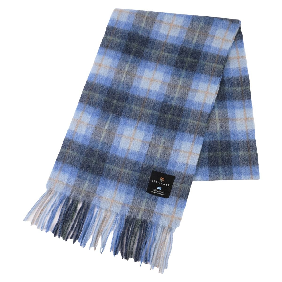 Islander Lambswool Scarf - Blue Tartan