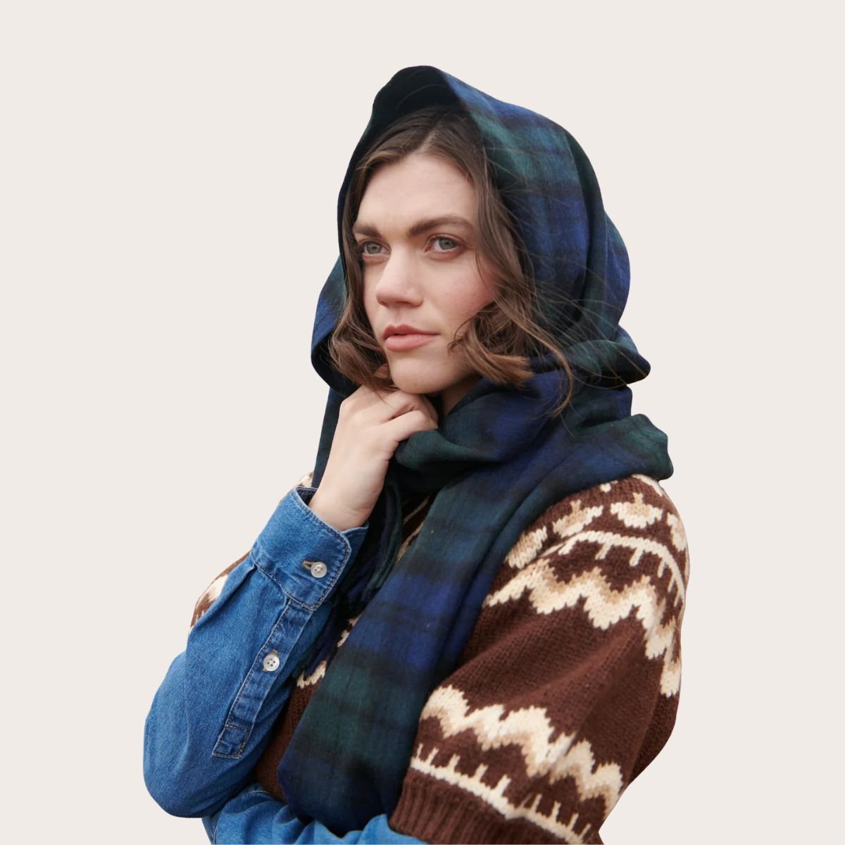 Islander Lambswool Scarf - Pink and Blue Tartan