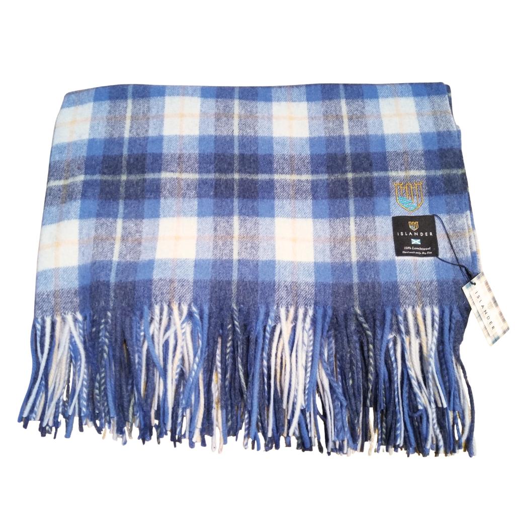 Islander Oversized Lambswool Blanket - Blue Tartan by Islander - Blankets and Bedding