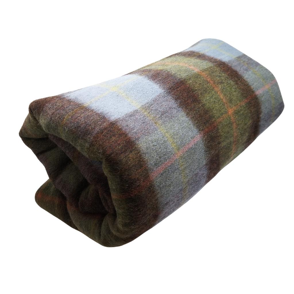 Islander Oversized Lambswool Blanket - Chestnut and Blue Tartan by Islander - Blankets and Bedding