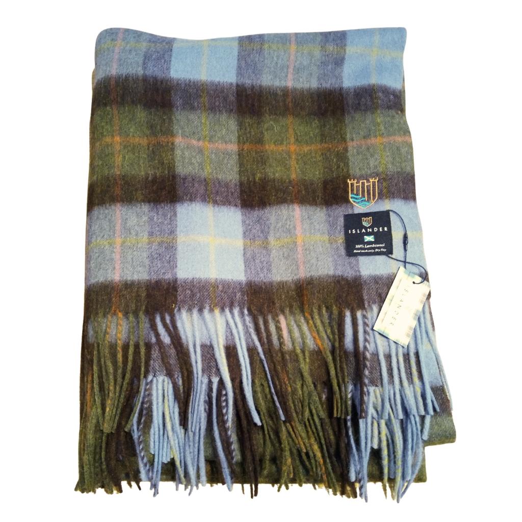 Islander Oversized Lambswool Blanket - Chestnut and Blue Tartan by Islander - Blankets and Bedding