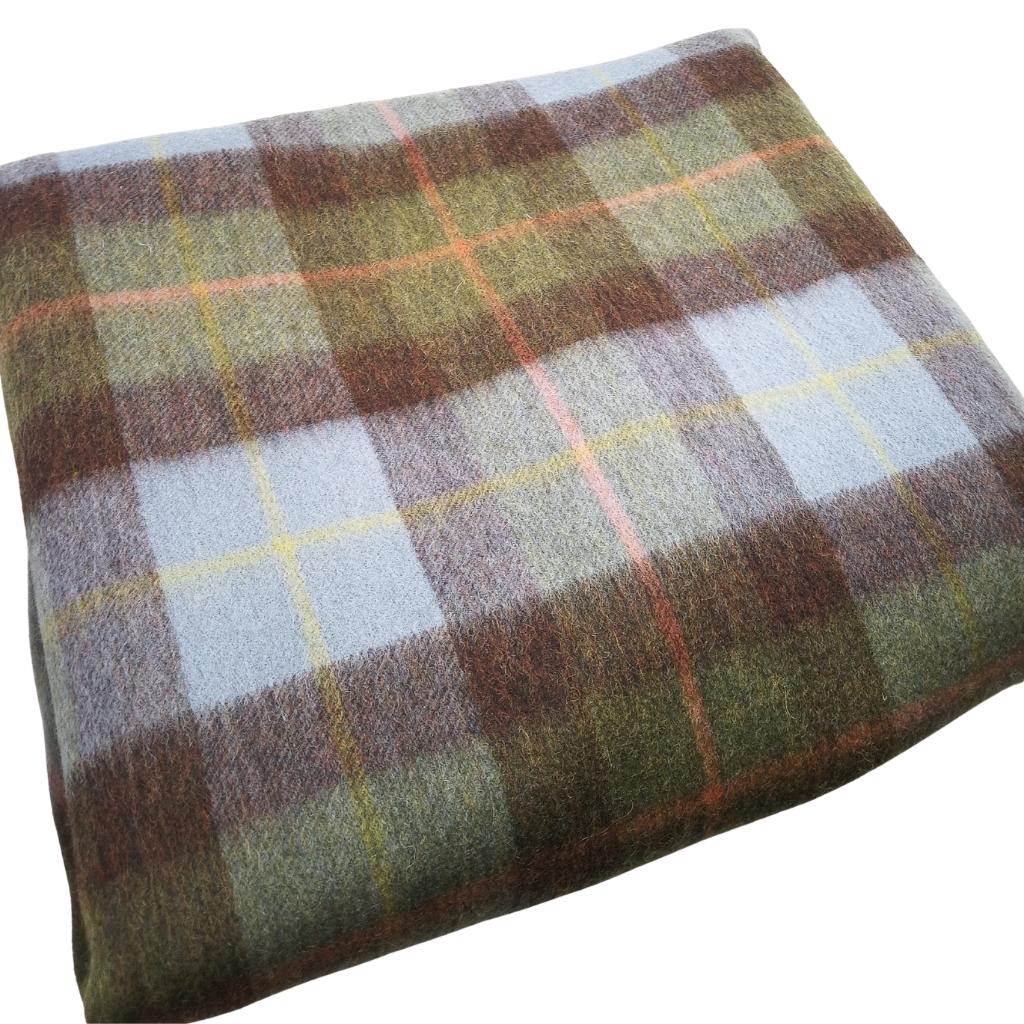 Islander Oversized Lambswool Blanket - Chestnut and Blue Tartan by Islander - Blankets and Bedding