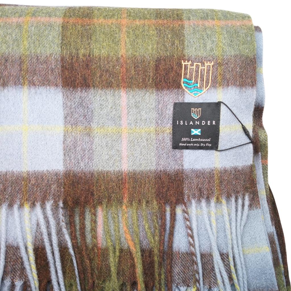 Islander Oversized Lambswool Blanket - Chestnut and Blue Tartan by Islander - Blankets and Bedding