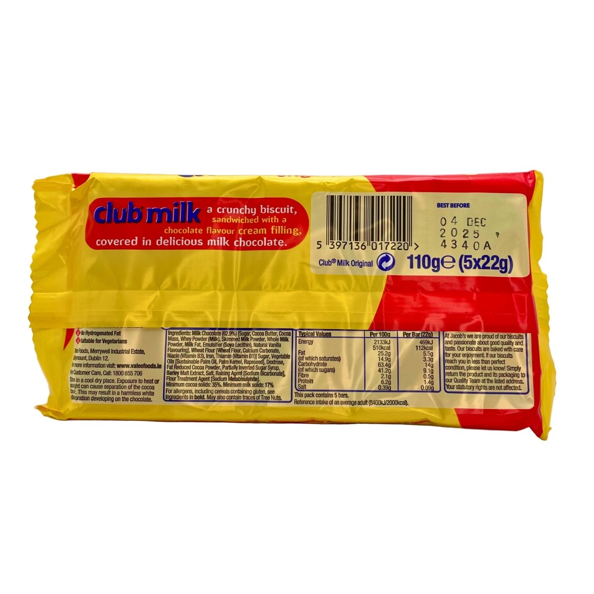 Club Milk chocolate bar packaging on a white background