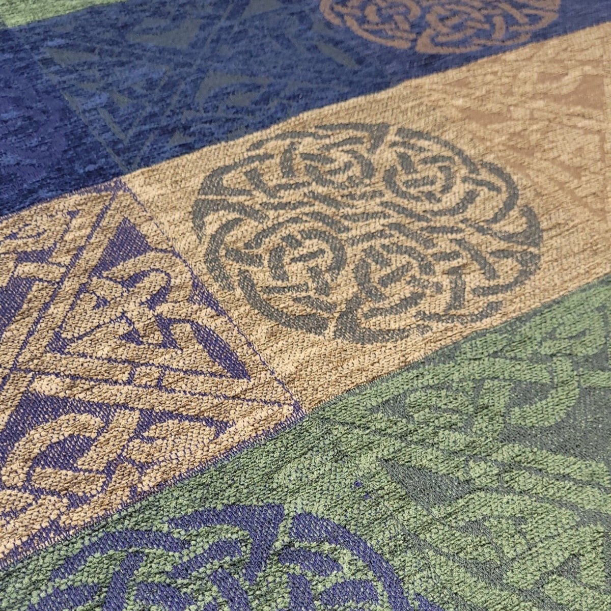 Jacquard Celtic Knot Ruana Shawl - Blue/Green/Brown