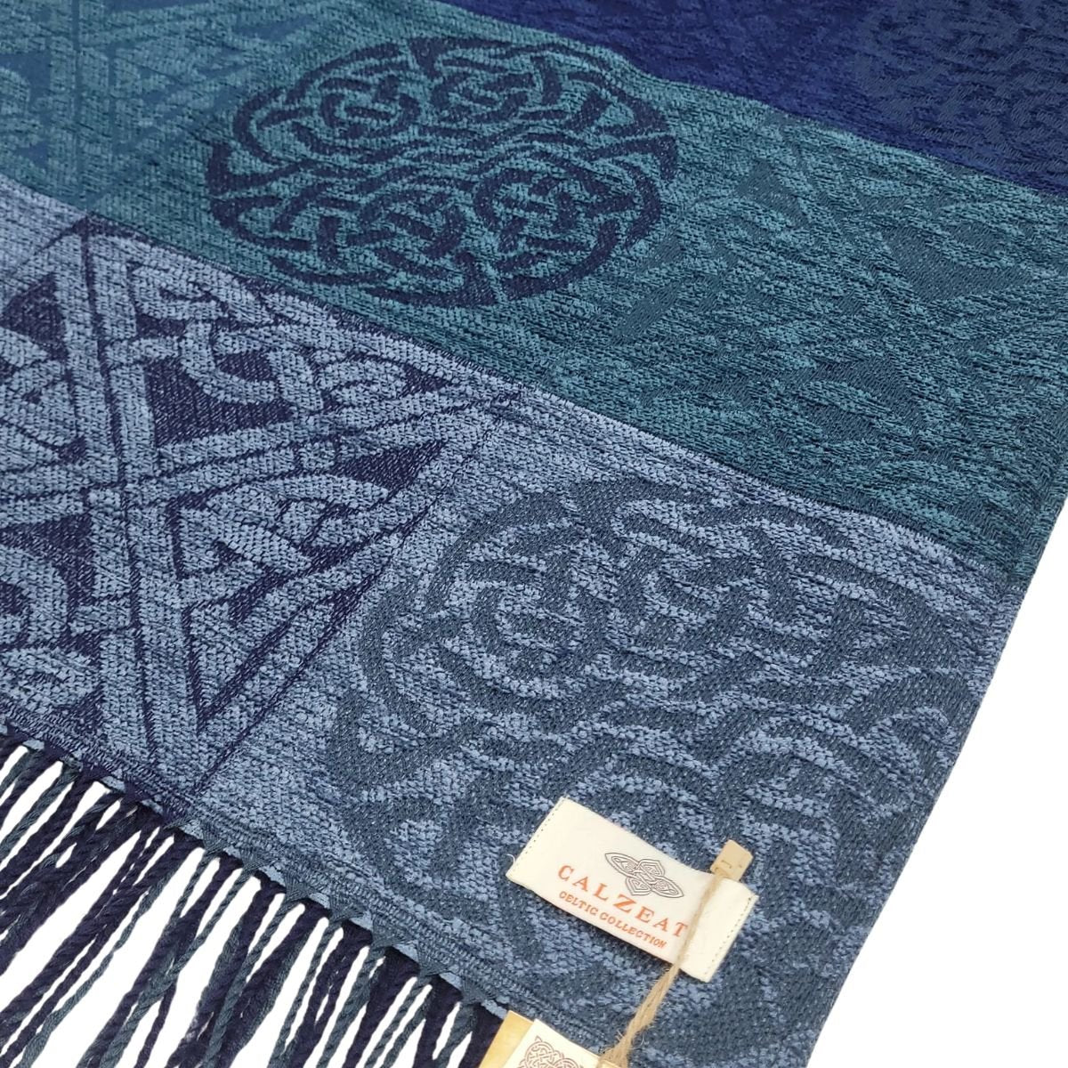 Jacquard Celtic Knot Ruana Shawl - Blue/Teal