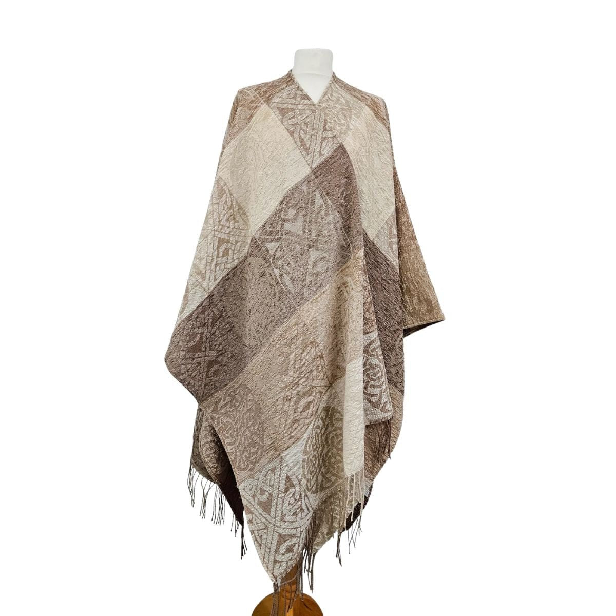 Cream/Brown Celtic Ruana | Scottish Crafted Shawl – The Celtic Gift Store