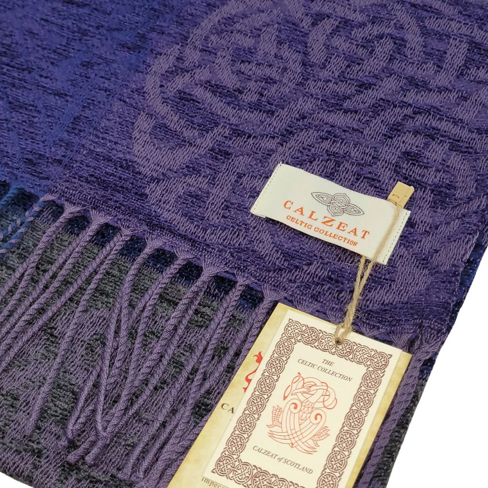 Jacquard Celtic Knot Scarf - Blue/Purple/Grey
