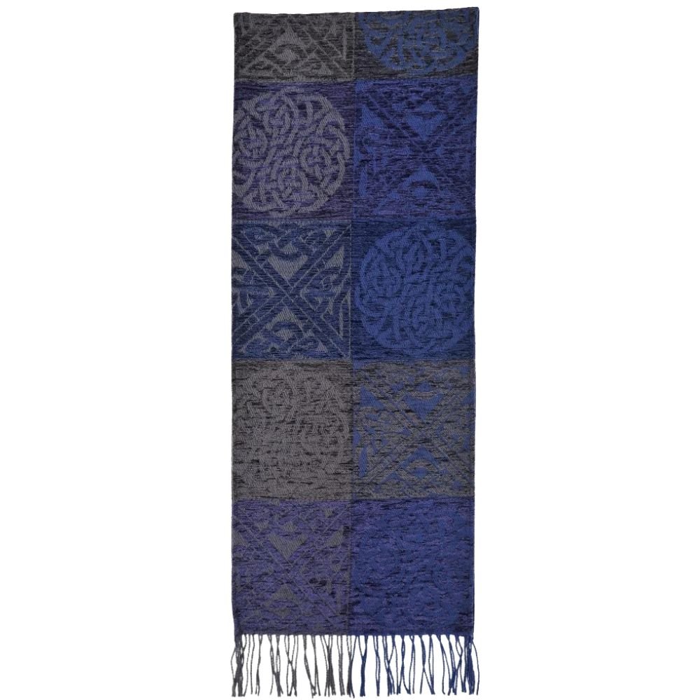 Jacquard Celtic Knot Scarf - Blue/Purple/Grey
