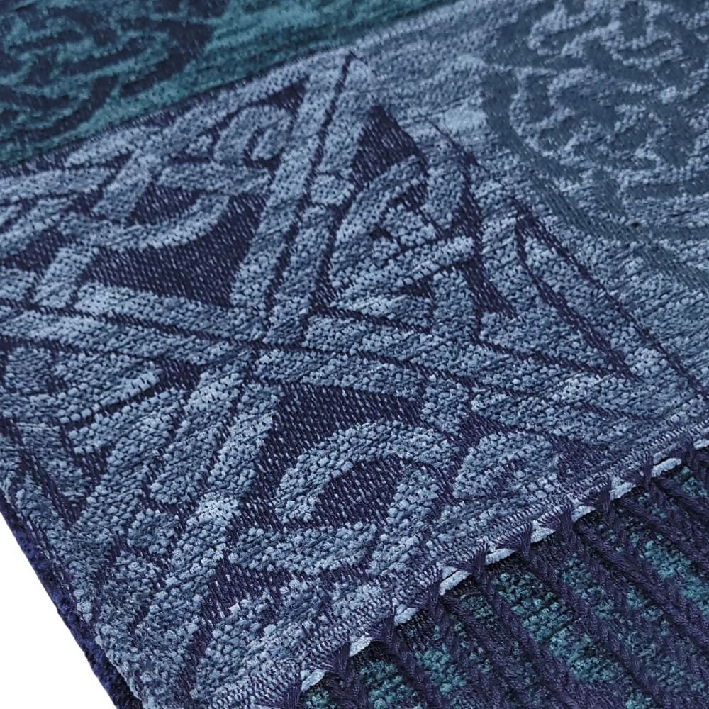 Jacquard Celtic Knot Scarf - Blue/Teal
