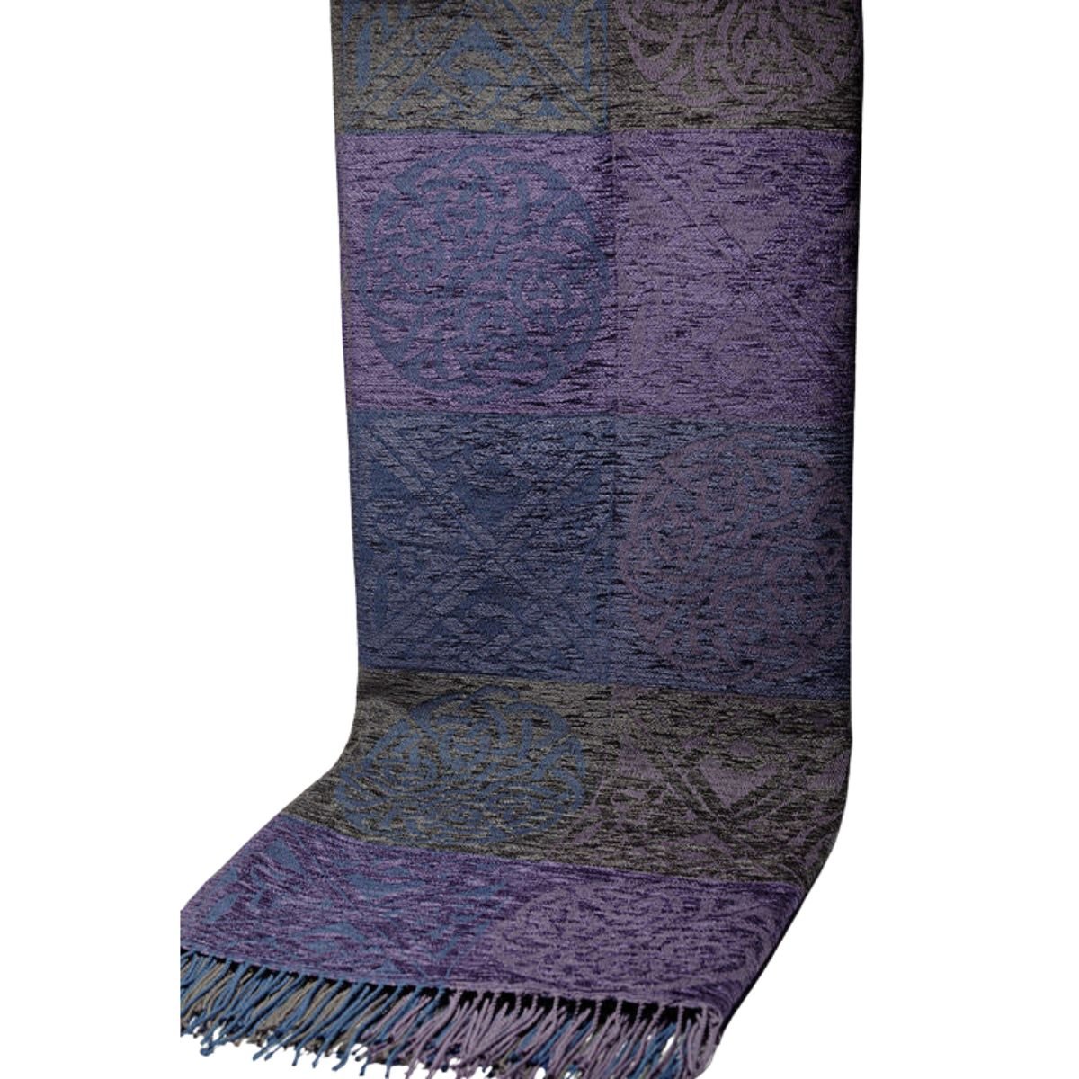 Jacquard Celtic Knot Wrap - Blue/Purple/Grey
