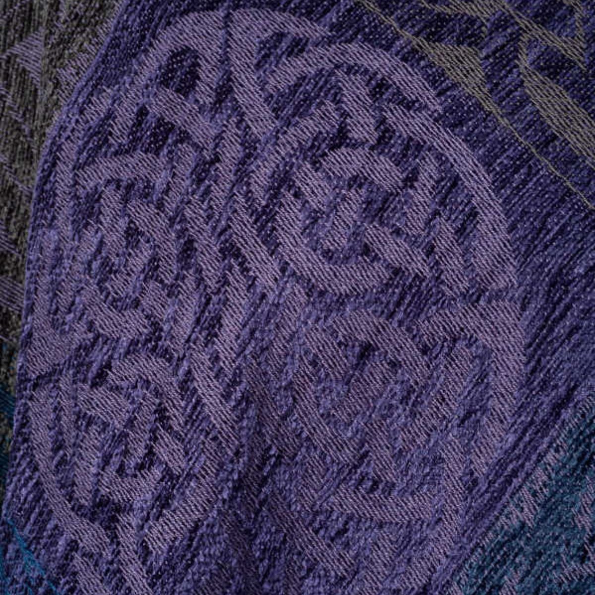 Jacquard Celtic Knot Wrap - Blue/Purple/Grey