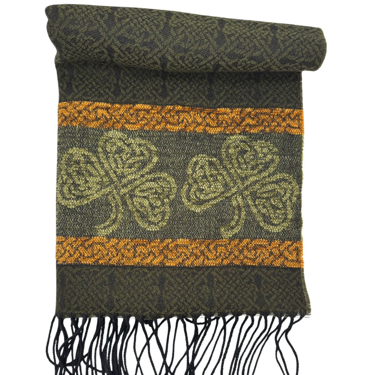 Jacquard Shamrock Scarf - Dark Green