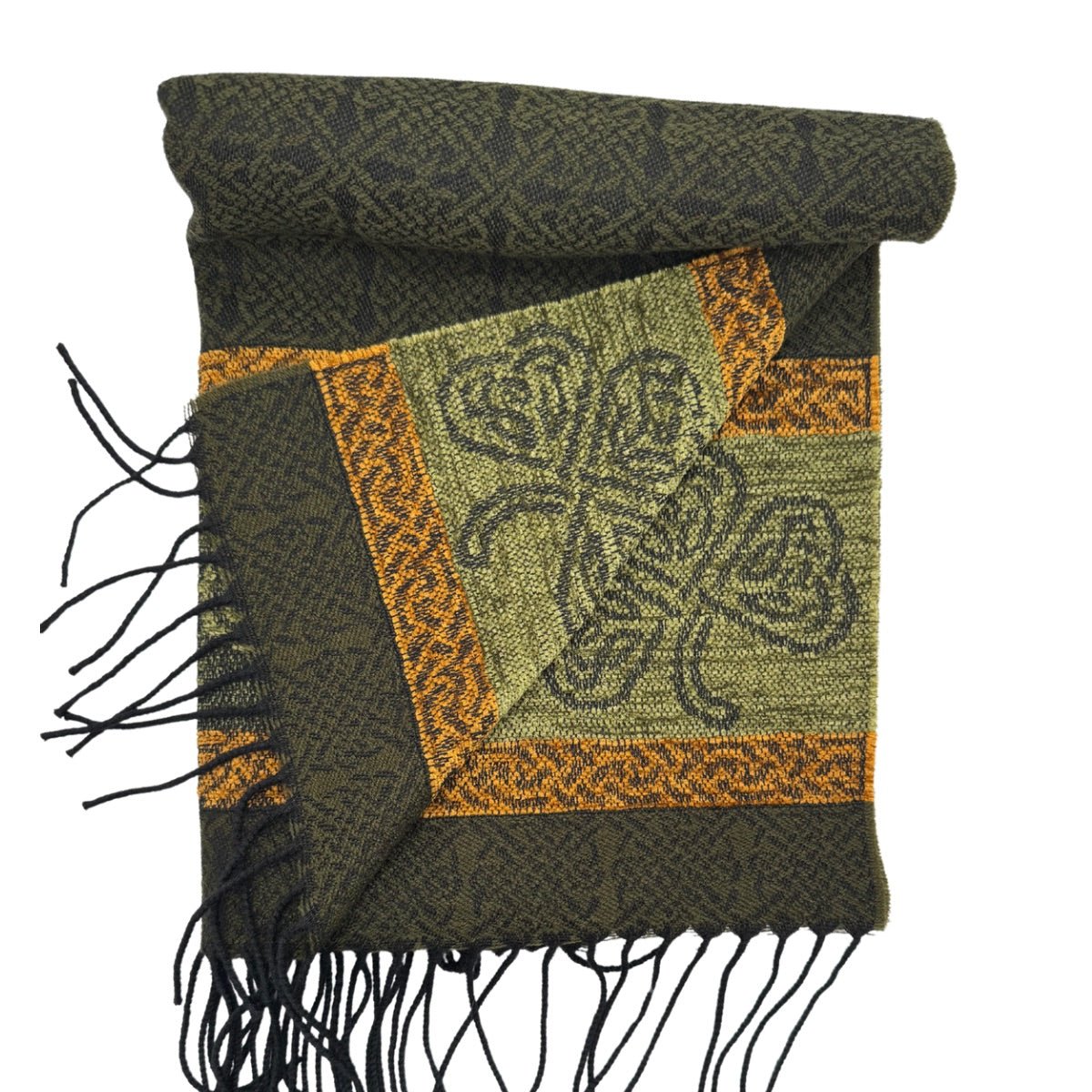 Jacquard Shamrock Scarf - Dark Green
