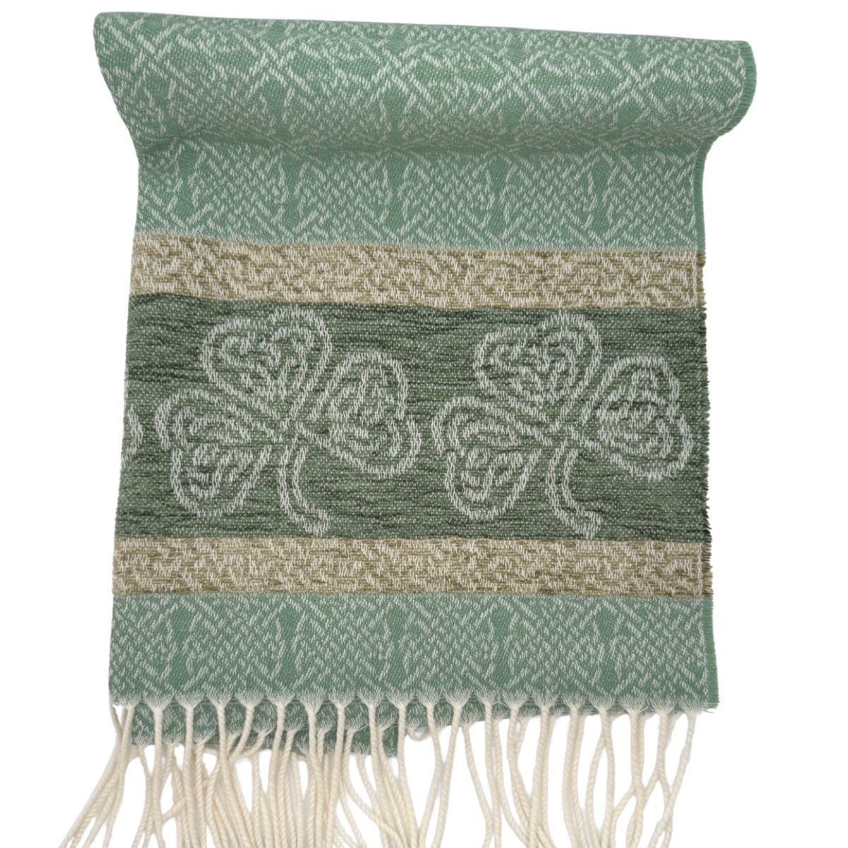 Jacquard Shamrock Scarf - Mint Green