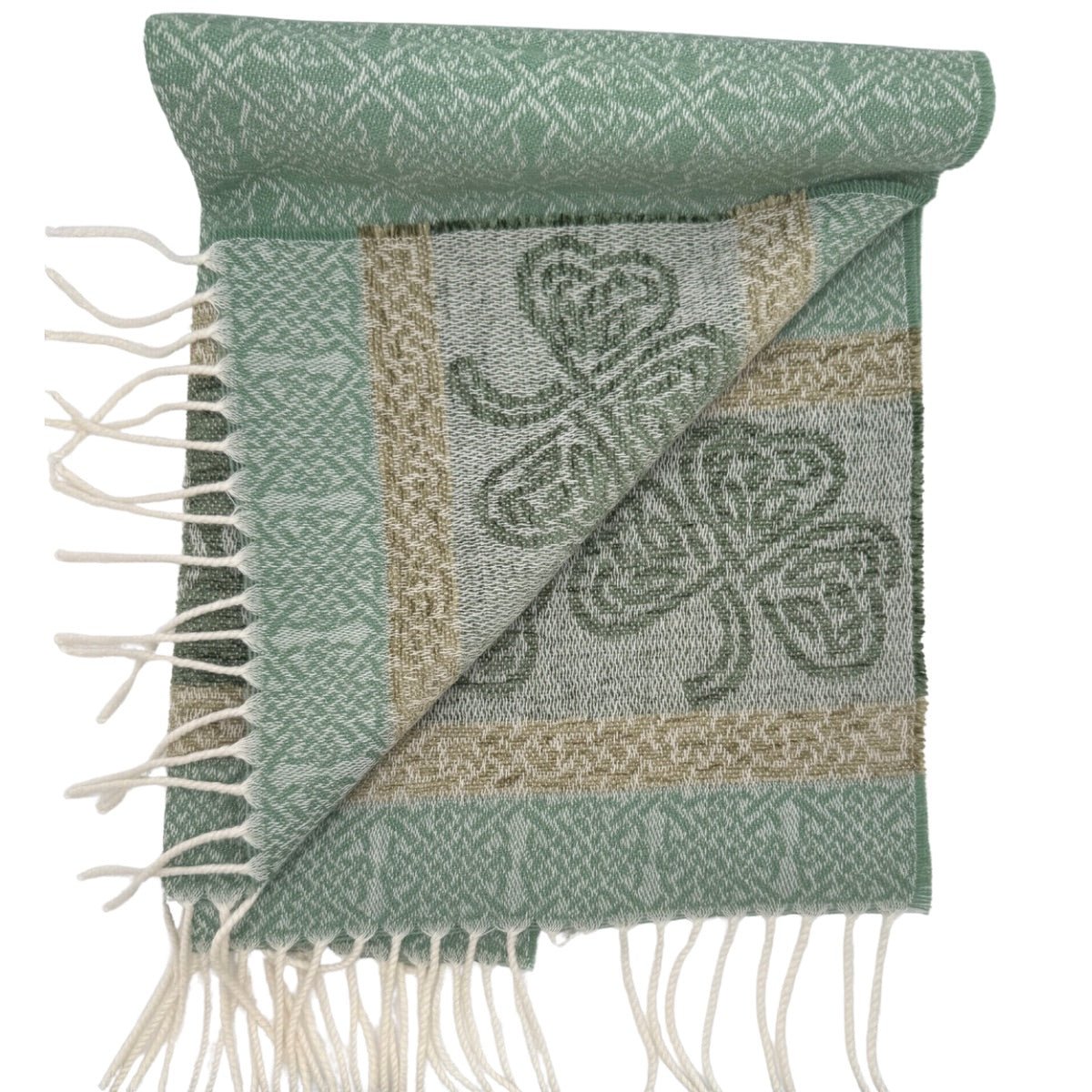 Jacquard Shamrock Scarf - Mint Green
