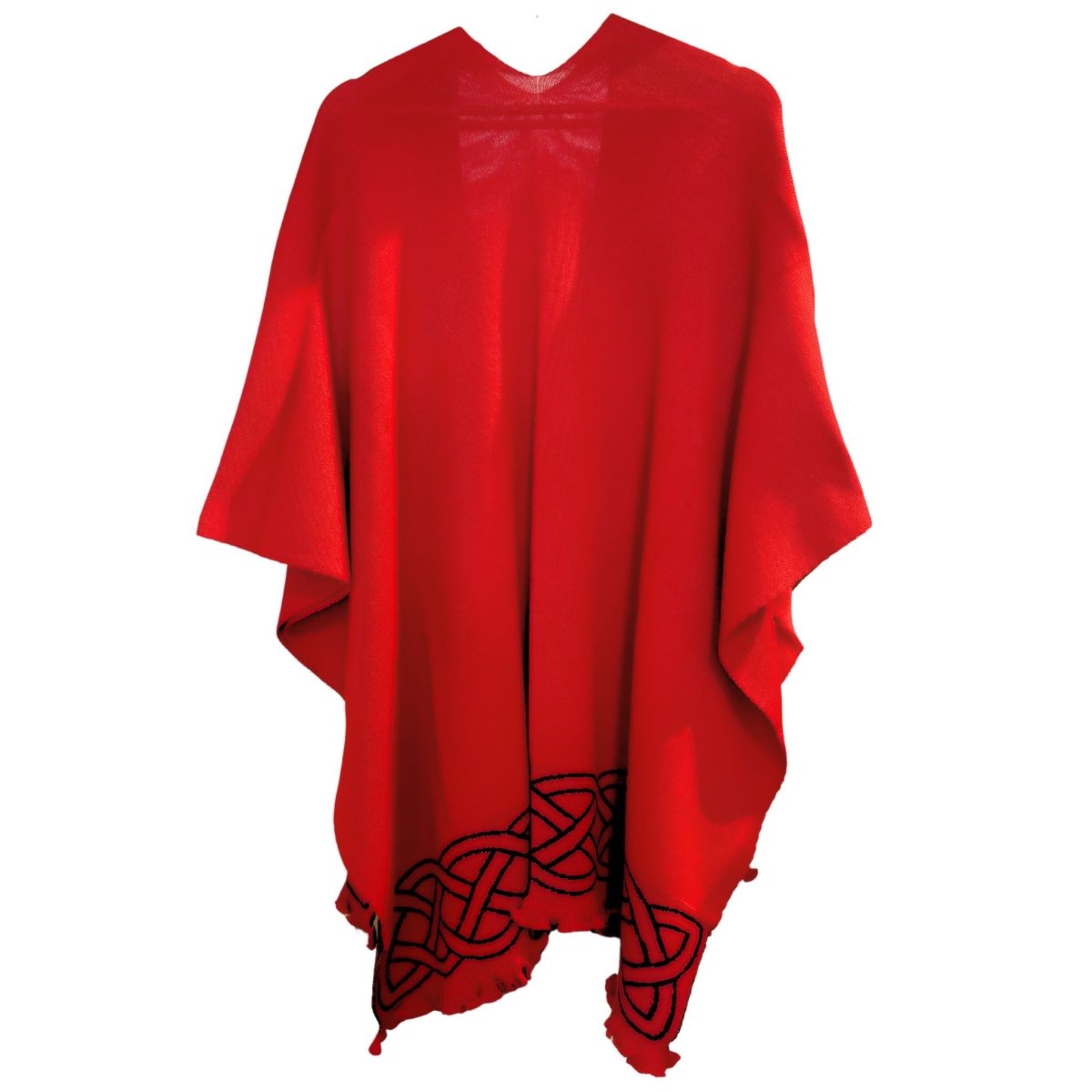 Jimmy Hourihan Celtic Knot Ruffle Shawl - Red/Black - The Celtic Gift Store - Scarves & Shawls