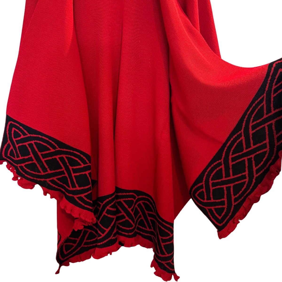 Jimmy Hourihan Celtic Knot Ruffle Shawl - Red/Black - The Celtic Gift Store - Scarves & Shawls