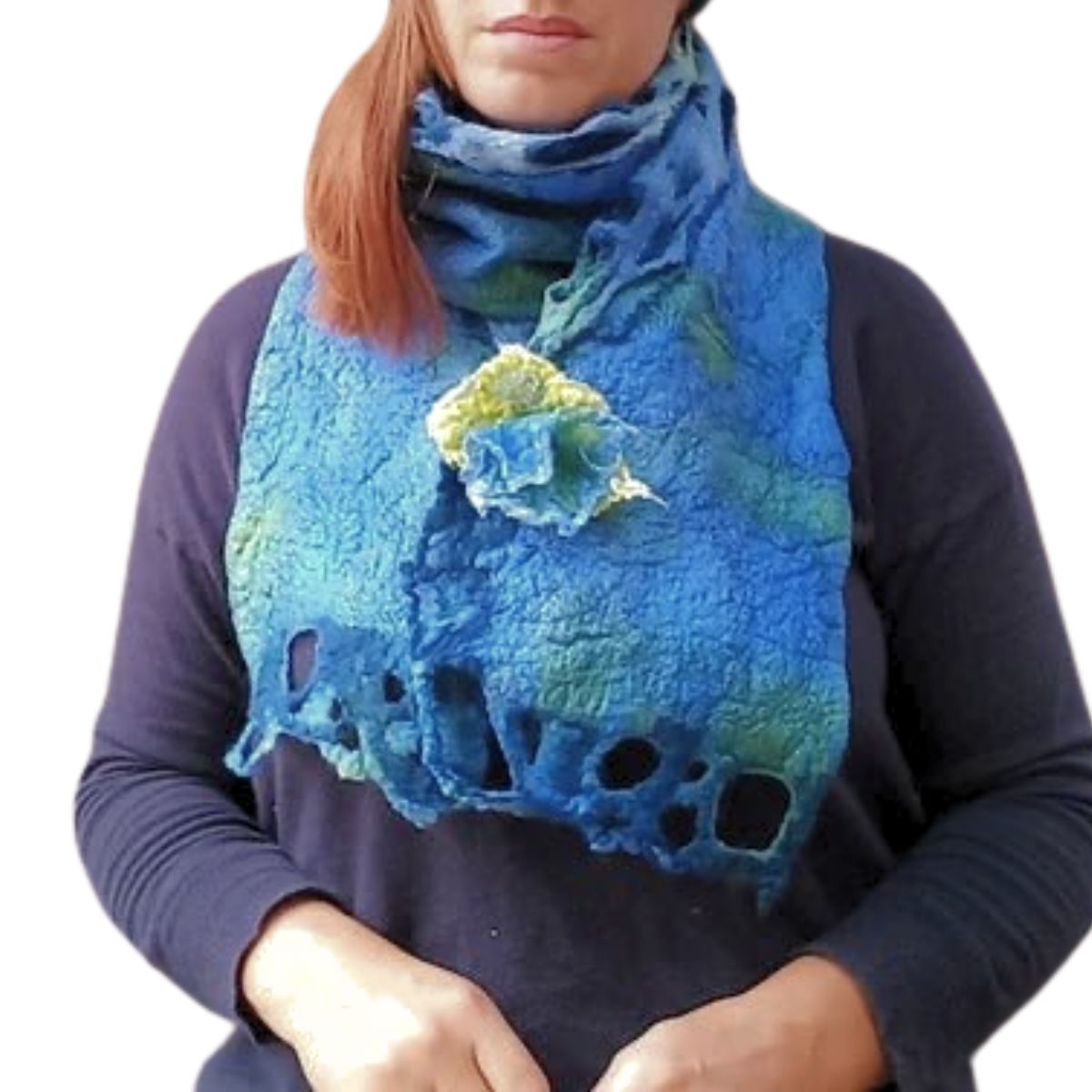 Kells Bay Swirl Edge Scarf Blue And Green