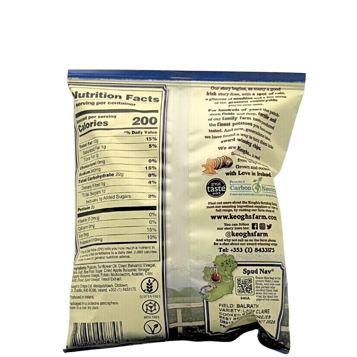 Keoghs Atlantic Sea Salt and Cider Vinegar Chips - 40g - The Celtic Gift Store - Food