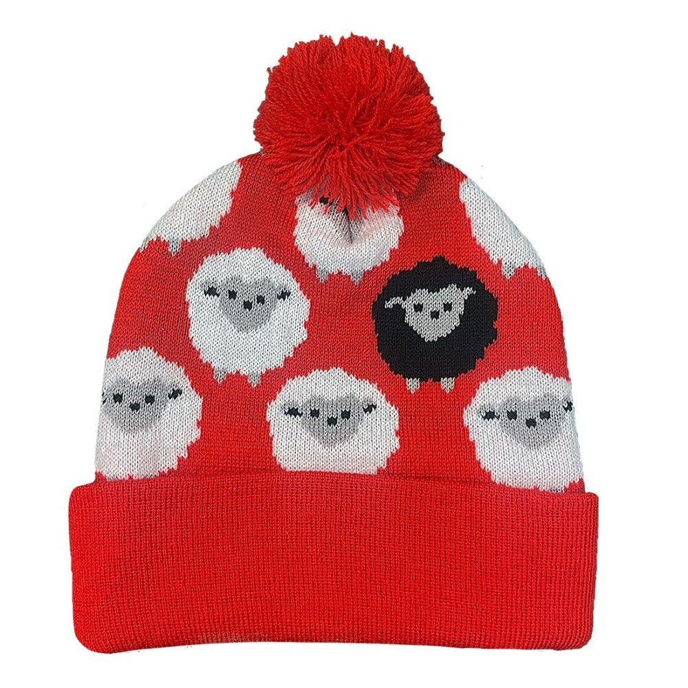 Kids Sheep Bobble Hat - Red - The Celtic Gift Store - Hats