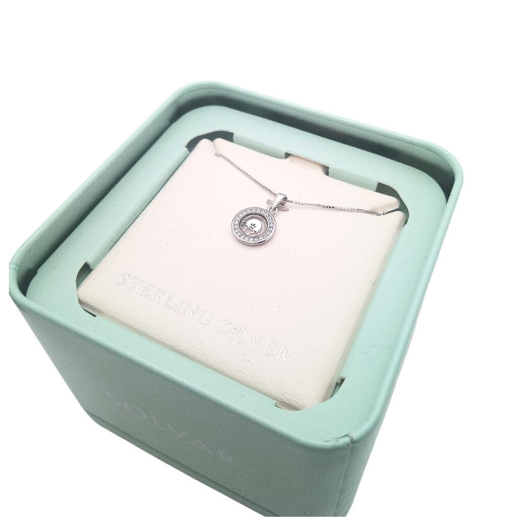 Kid's Sterling Silver Round Claddagh Cz Necklace