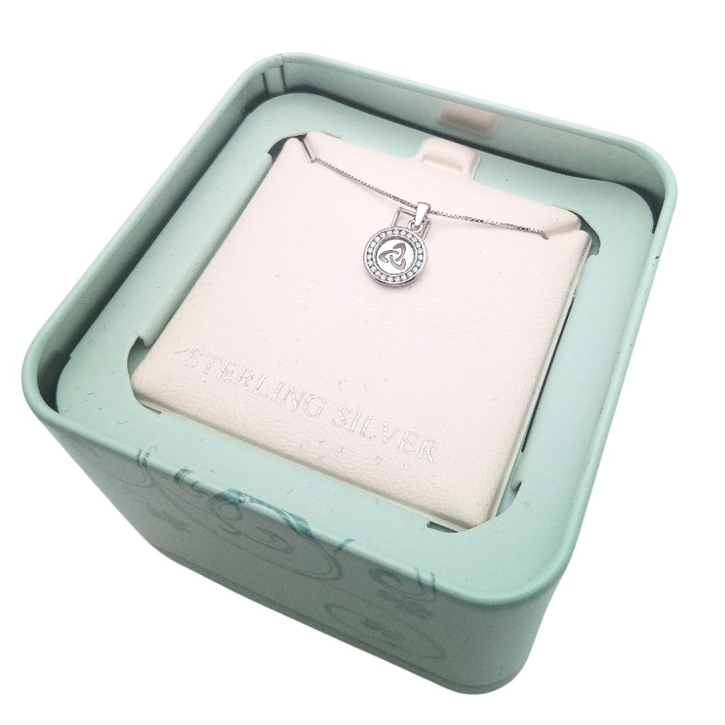 Kid's Sterling Silver Round Trinity Knot Cz Necklace