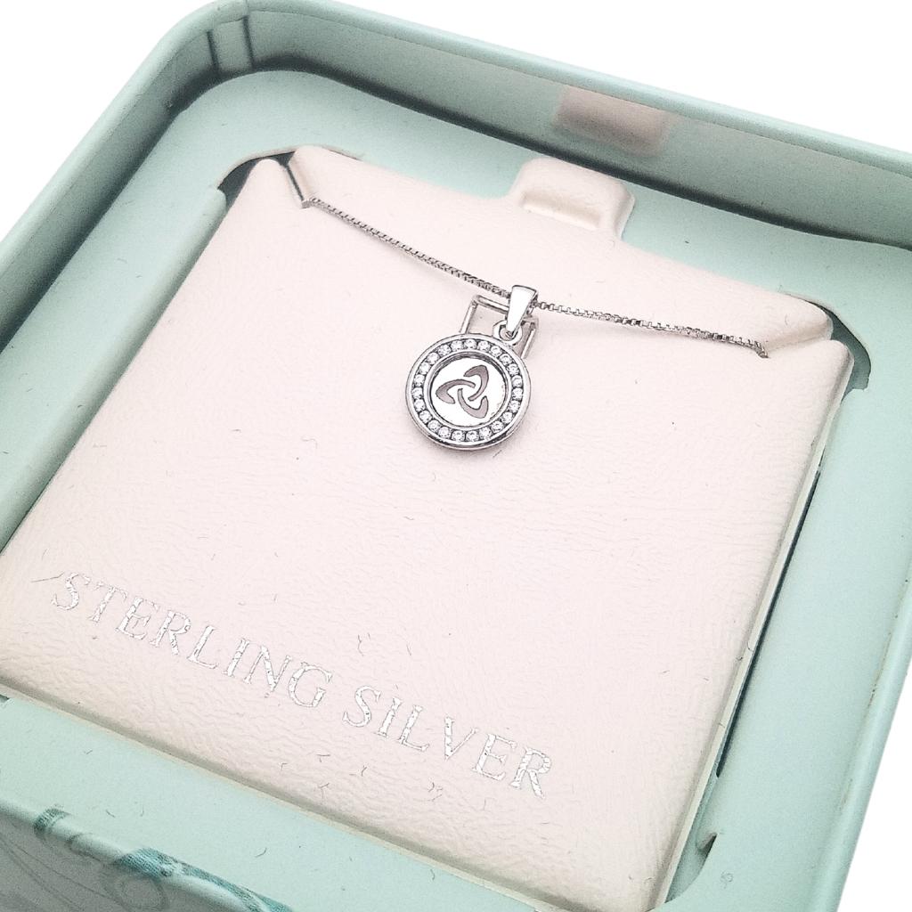Kid's Sterling Silver Round Trinity Knot Cz Necklace