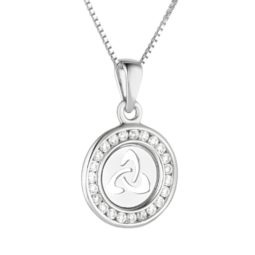 Kid's Sterling Silver Round Trinity Knot Cz Necklace