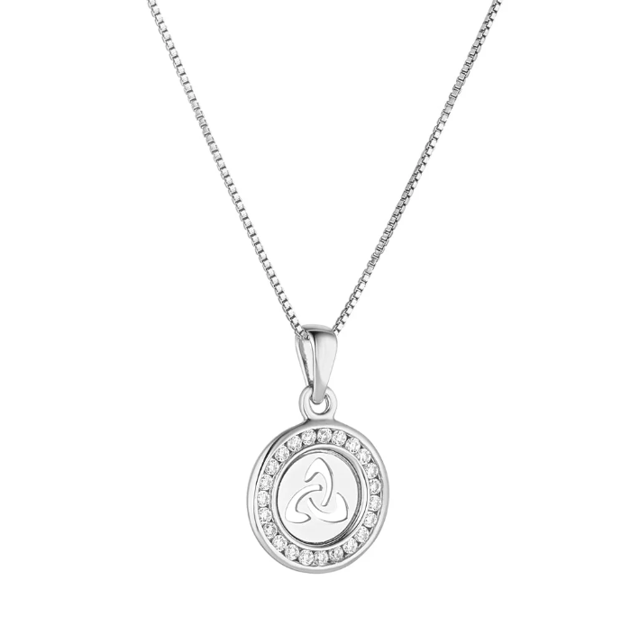 Kid's Sterling Silver Round Trinity Knot Cz Necklace - The Celtic Gift Store - Necklaces