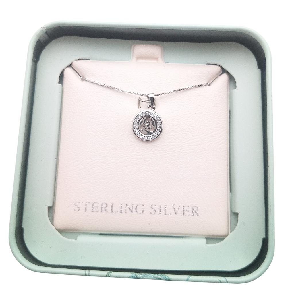 Kid's Sterling Silver Round Trinity Knot Cz Necklace