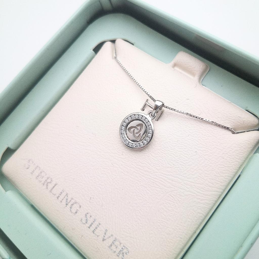 Kid's Sterling Silver Round Trinity Knot Cz Necklace