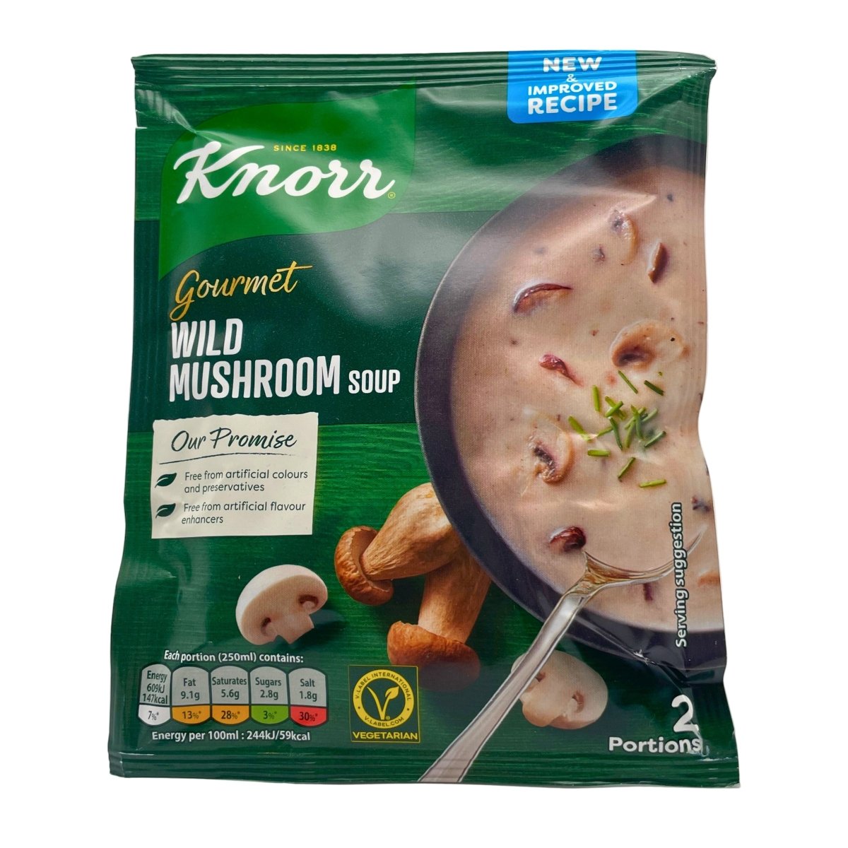Knorr Gourmet Wild Mushroom Soup package on a white background