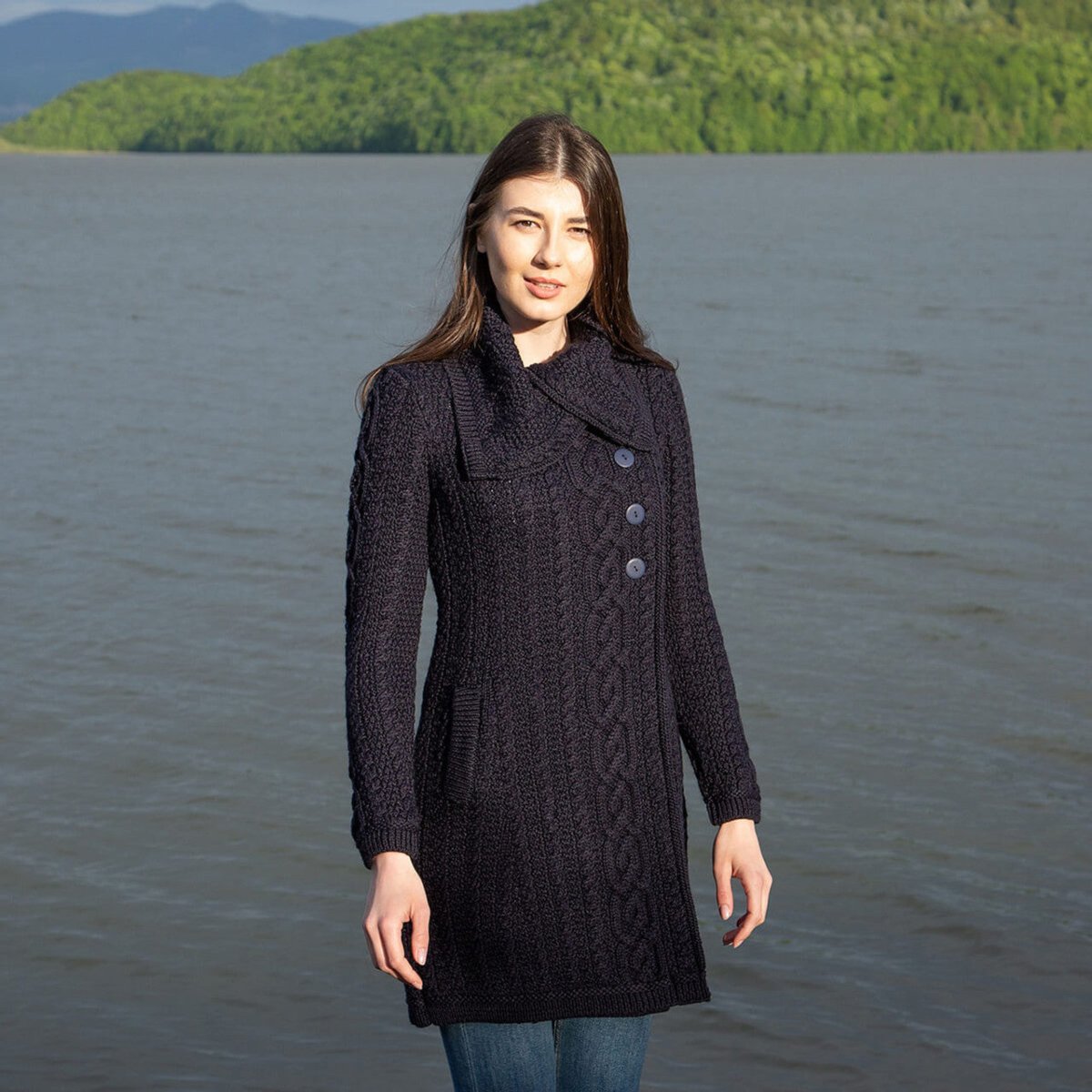Ladies 4 Buttons Collar Coat - The Celtic Gift Store - 