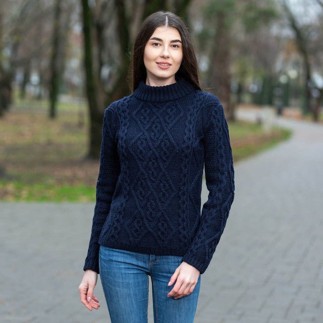 Ladies Aran Cable Knit Sweater - The Celtic Gift Store - 