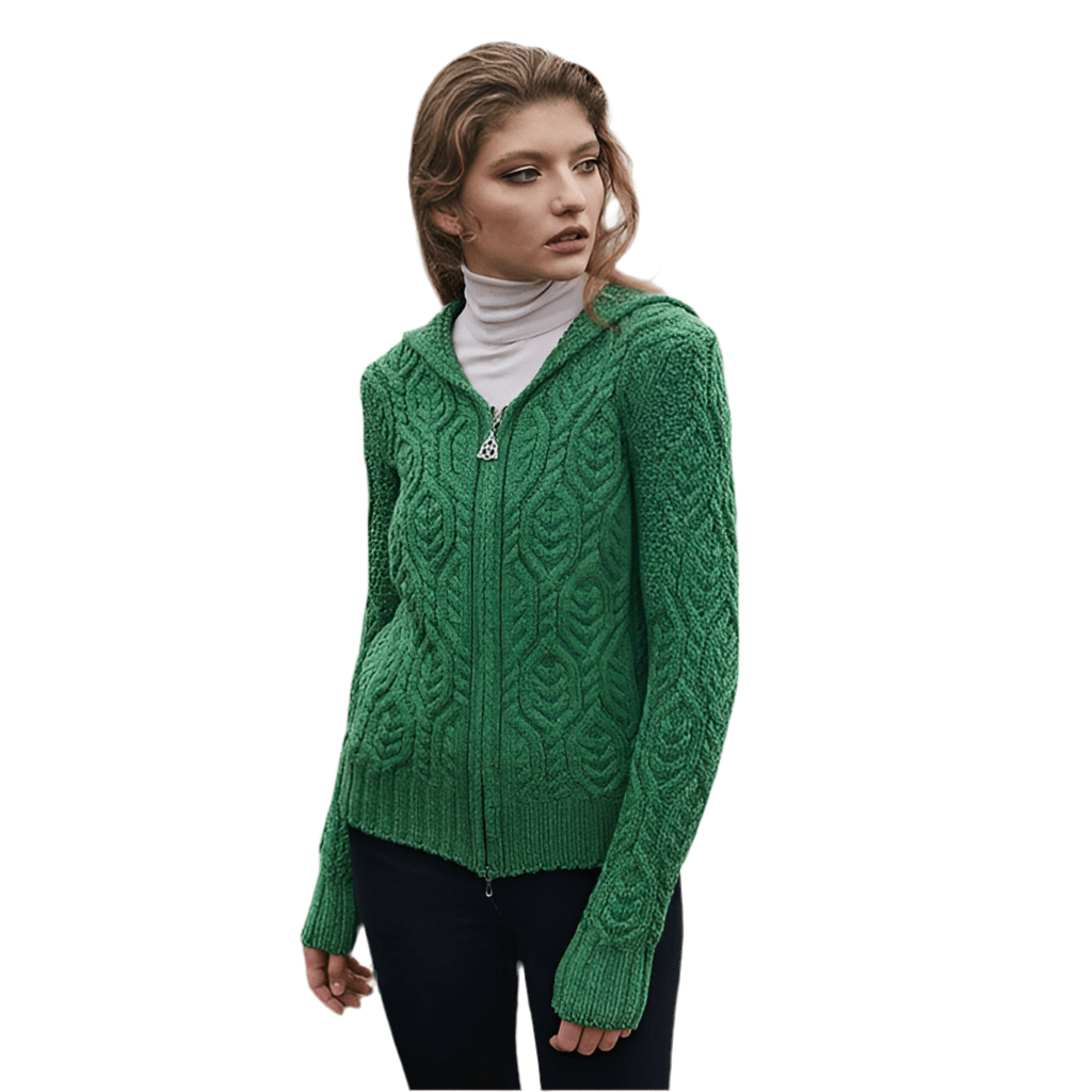 Ladies Double Collar Zipped Cardigan