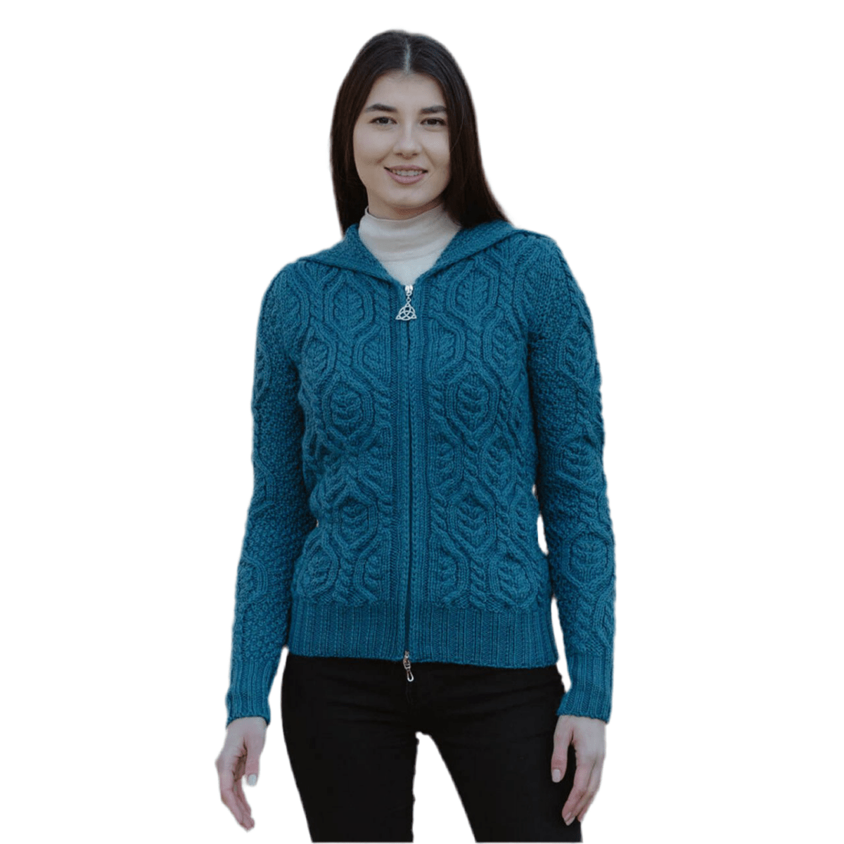 Ladies Double Collar Zipped Cardigan
