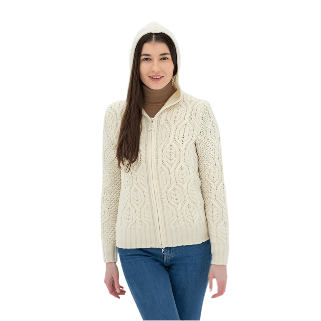 Ladies Double Collar Zipped Cardigan