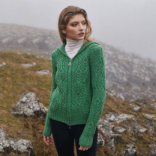 Ladies Double Collar Zipped Cardigan - The Celtic Gift Store - 