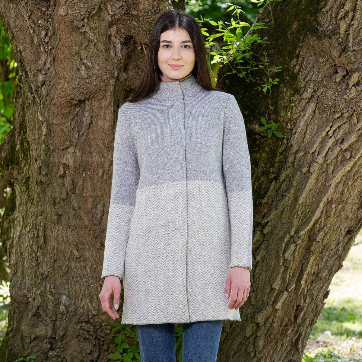 Ladies Herringbone Wool Coat - The Celtic Gift Store - 