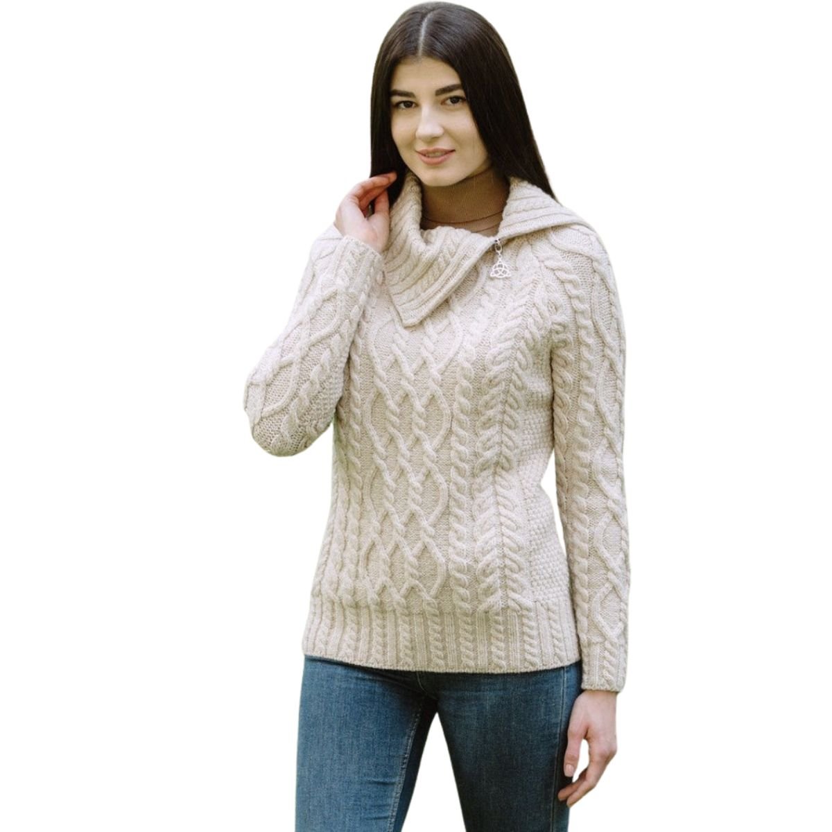 Ladies Zipper Neck Sweater